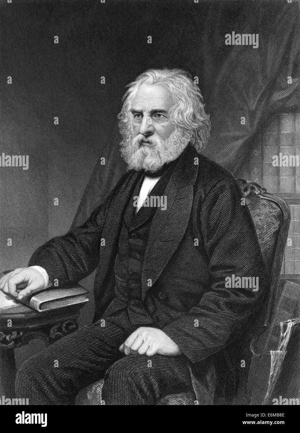Henry Wadsworth Longfellow (1807-1882) gravure sur de 1873. Le poète américain et éducateur. Banque D'Images