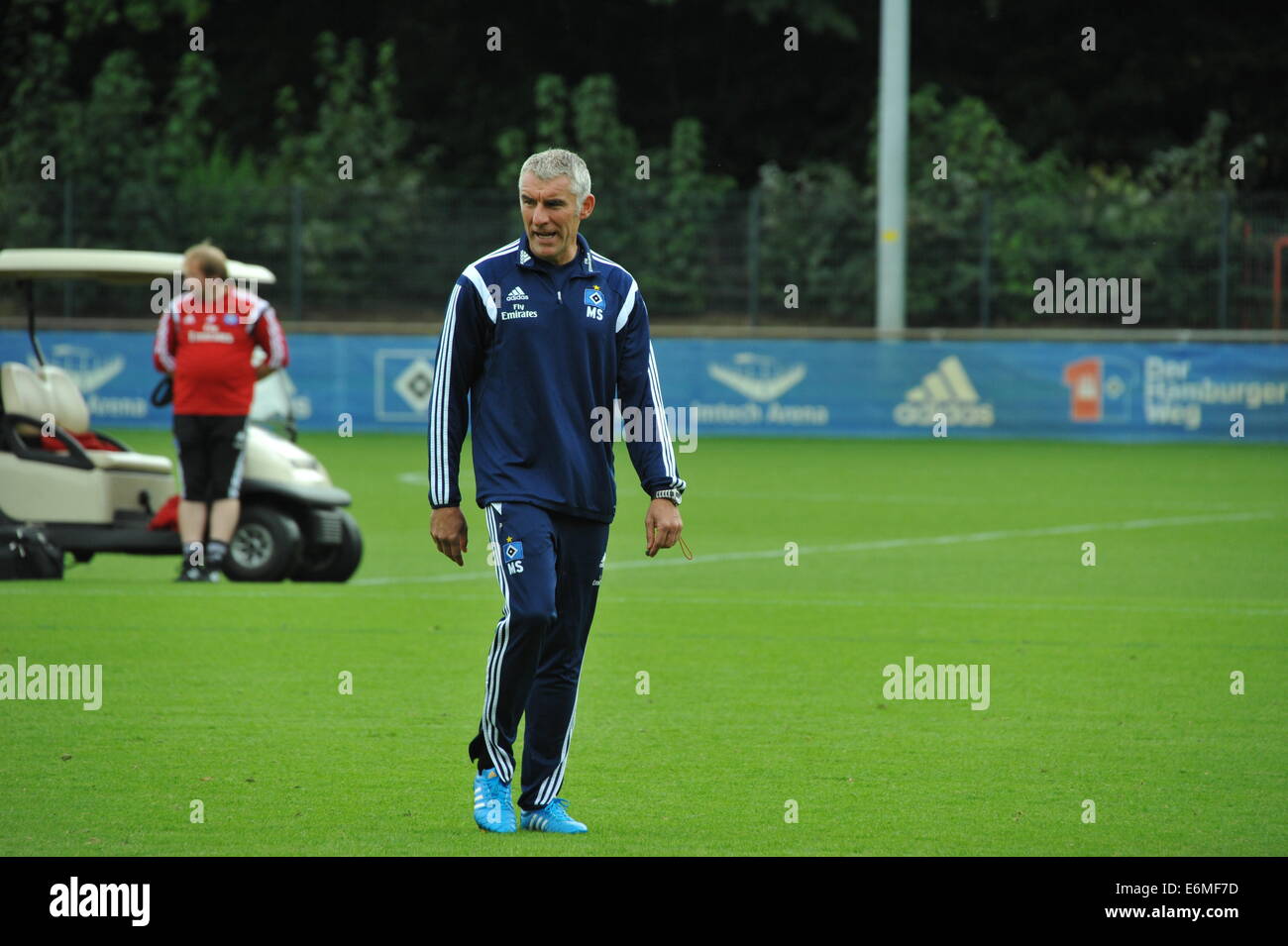 Trainer Mirko Slomka, HSV-Formation, Hamburg, Deutschland. Usage éditorial uniquement. Banque D'Images