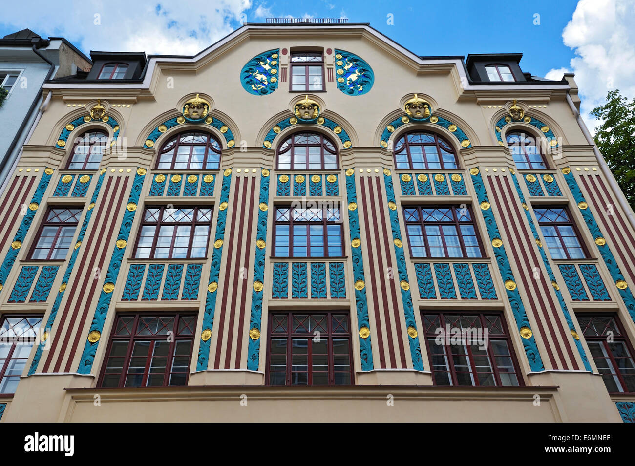 Façade de style Art Nouveau, Munich, Haute-Bavière, Bavière, Allemagne ...