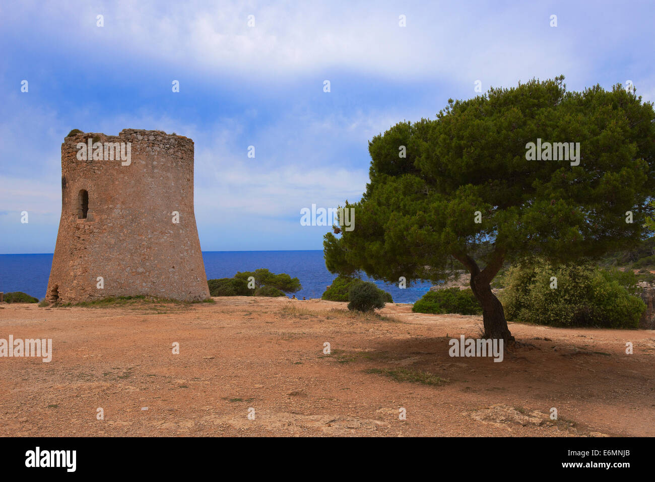 Torre de Cala Pi guet, Cala Pi, Palma, Majorque, Îles Baléares, Espagne Banque D'Images