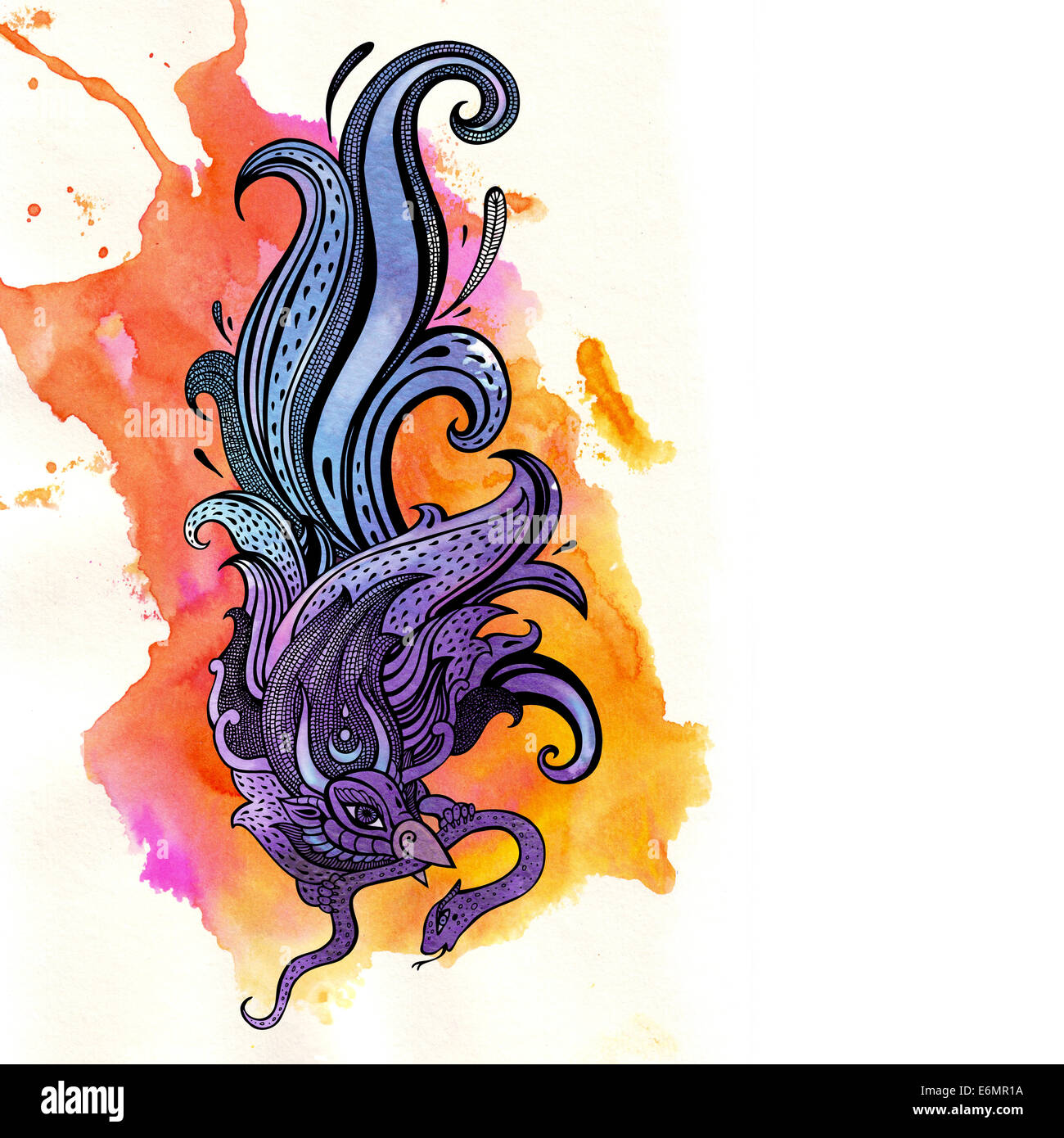 Garuda. Aquarelle illustration dessiné à la main. Banque D'Images