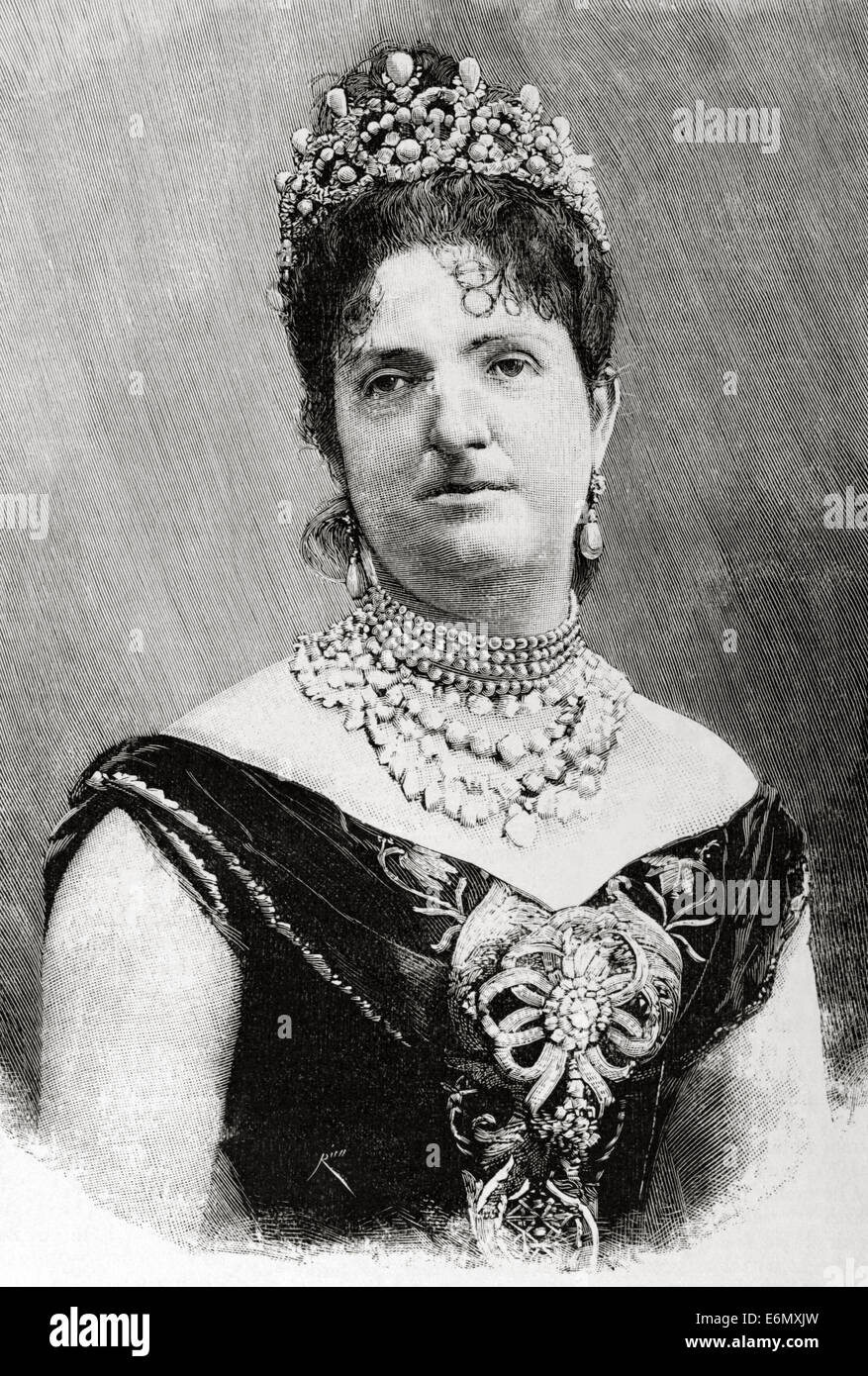 La princesse Margherita de Savoie (1851-1926). Reine consort du Royaume d'Italie avec son mari Umberto I. la gravure. Banque D'Images