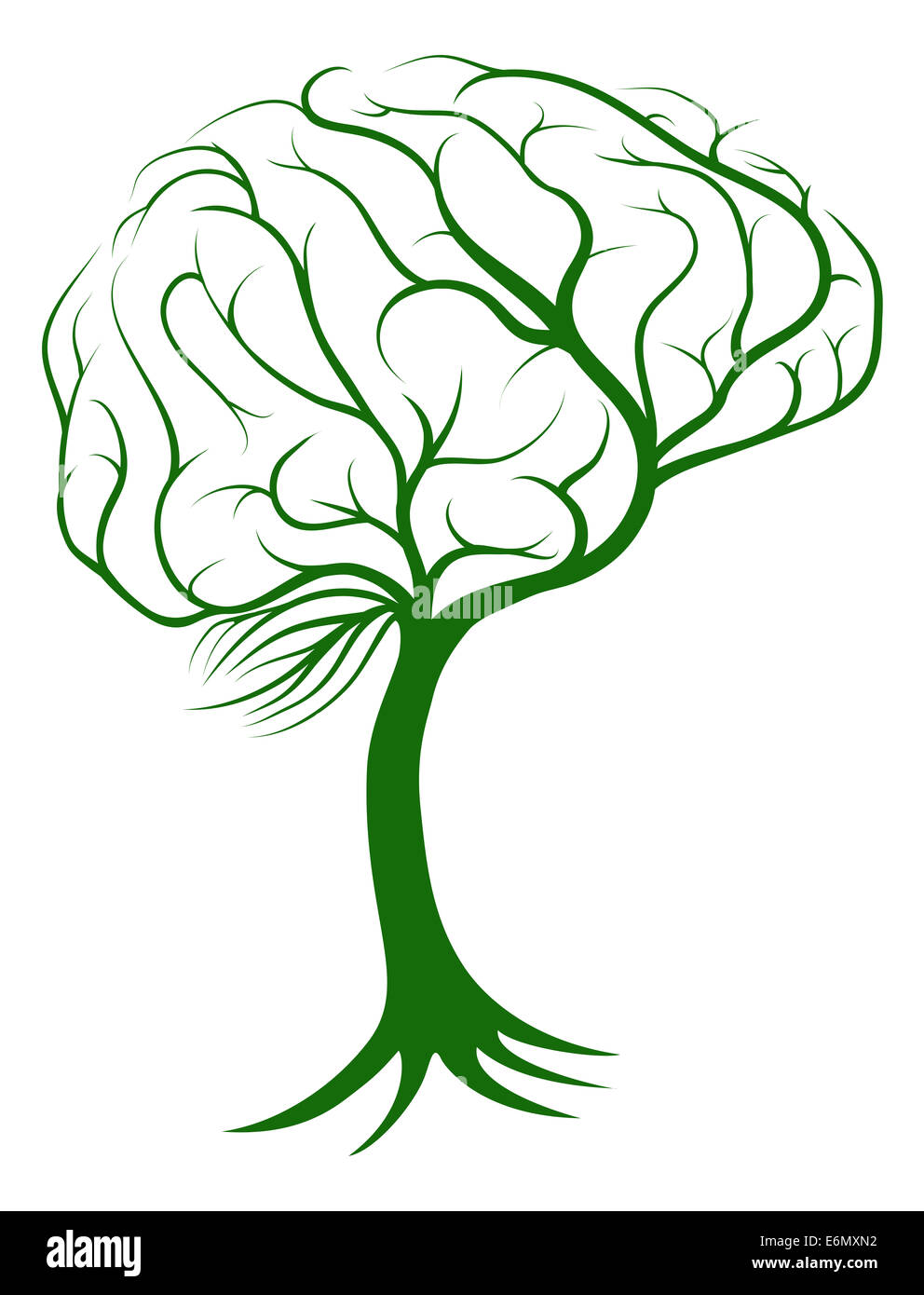 Arbre généalogique cerveau concept d'un arbre avec des racines de plus en plus la forme d'un cerveau Banque D'Images