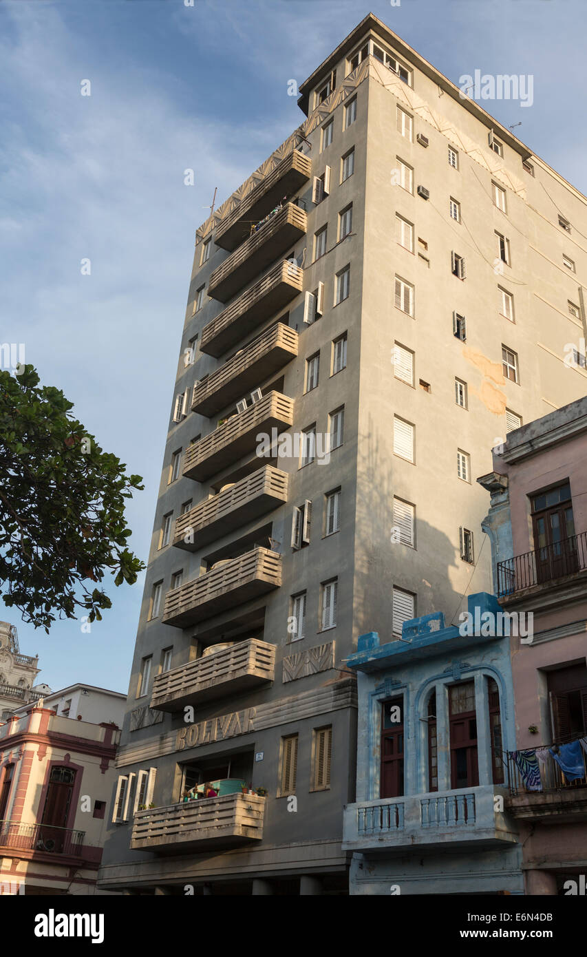 Immeuble Art déco, La Havane, Cuba Banque D'Images