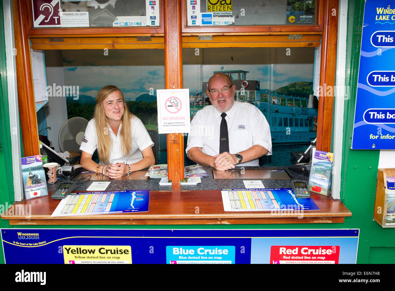 Croisière sur le lac Windermere, le bureau de vente des billets Banque D'Images