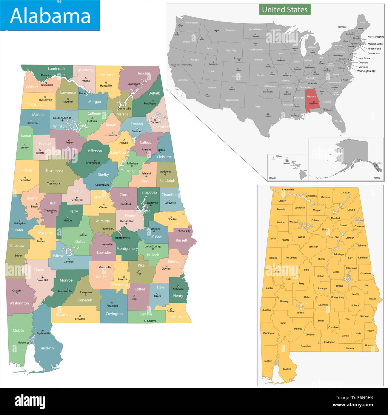 État de l’Alabama Banque D'Images