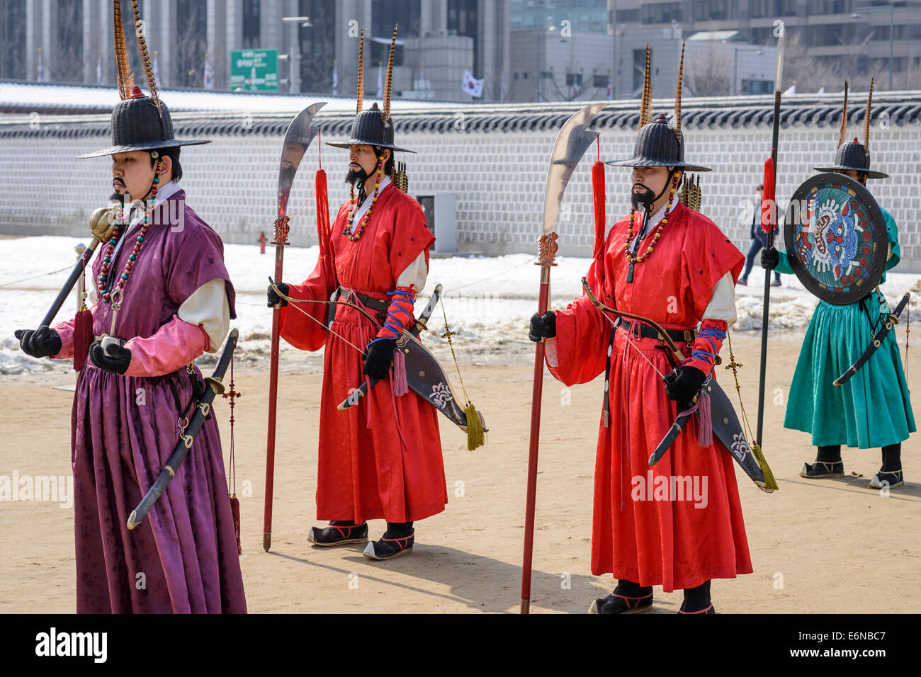 La modification de la garde royale à Gyeongbokgung Palace à Séoul, Corée du Sud. Banque D'Images