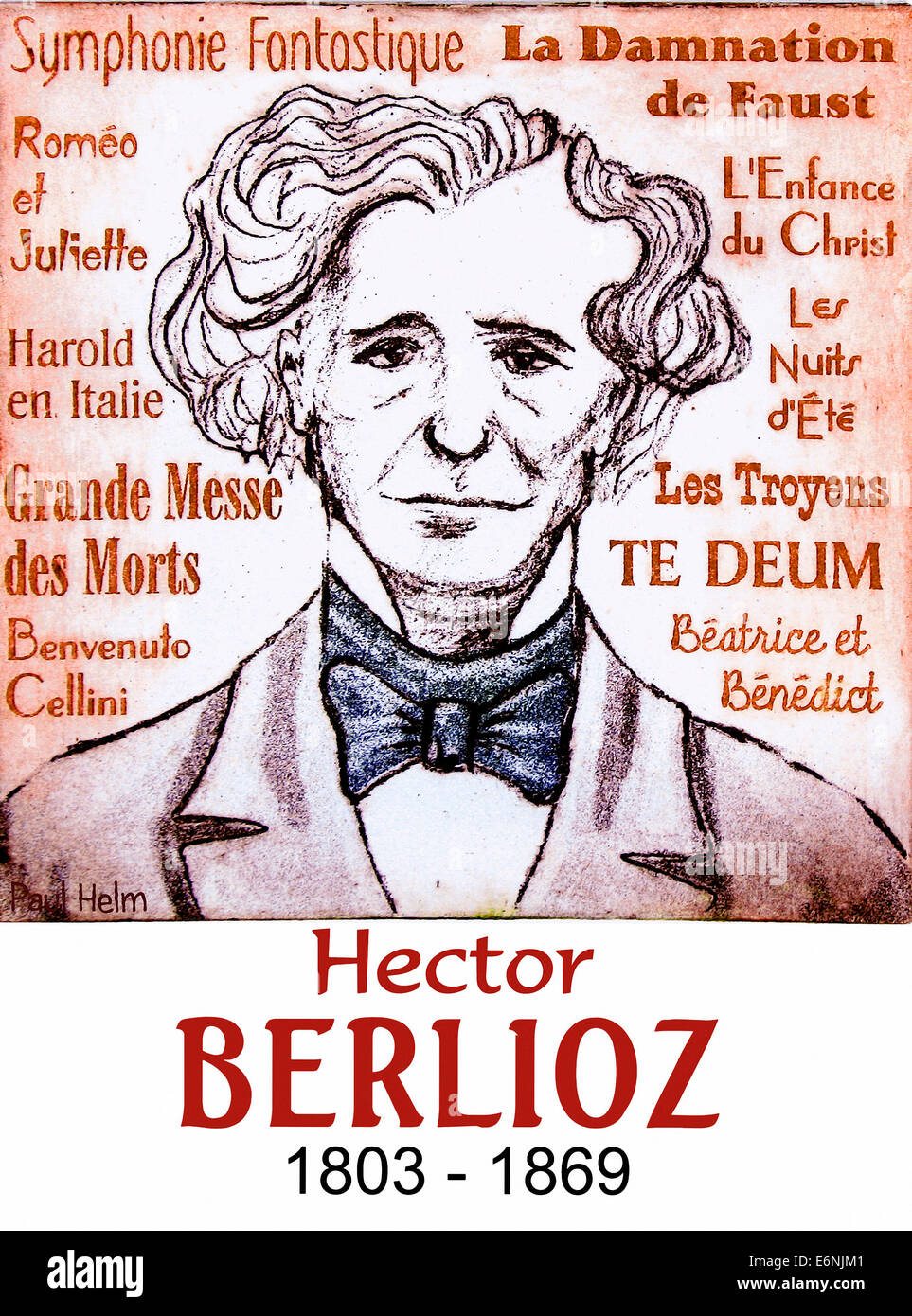 Hector Berlioz, 1803 - 1869, compositeur français, portrait, chef d'orchestre, écrivain et critique musical. Banque D'Images