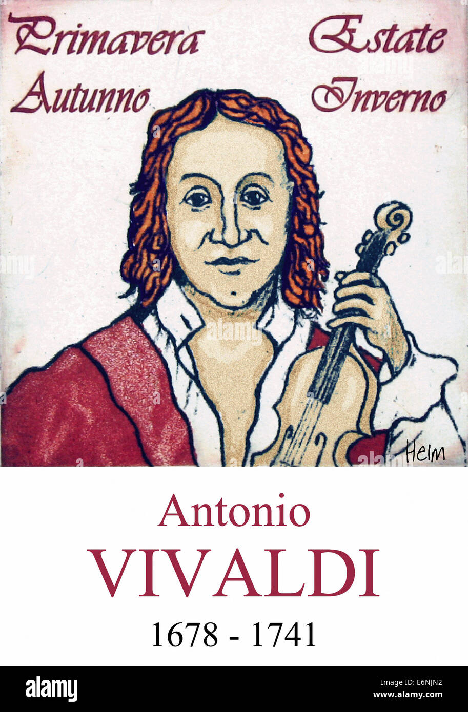 Portrait d'Antonio Vivaldi, 1678 - 1741, compositeur baroque italien Banque D'Images