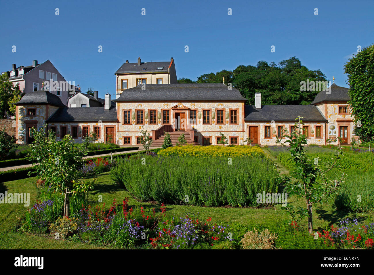 Le Prince George s jardin et les Pretlack'sches maison d'été, Darmstadt, Hesse, Allemagne, le Prince George's garden dans sa couverture actuelle existe depuis 1765. Il était à l'origine dans la possession du Lieutenant-général Johann Rudolf von Pretlack, un fils-en-l Banque D'Images