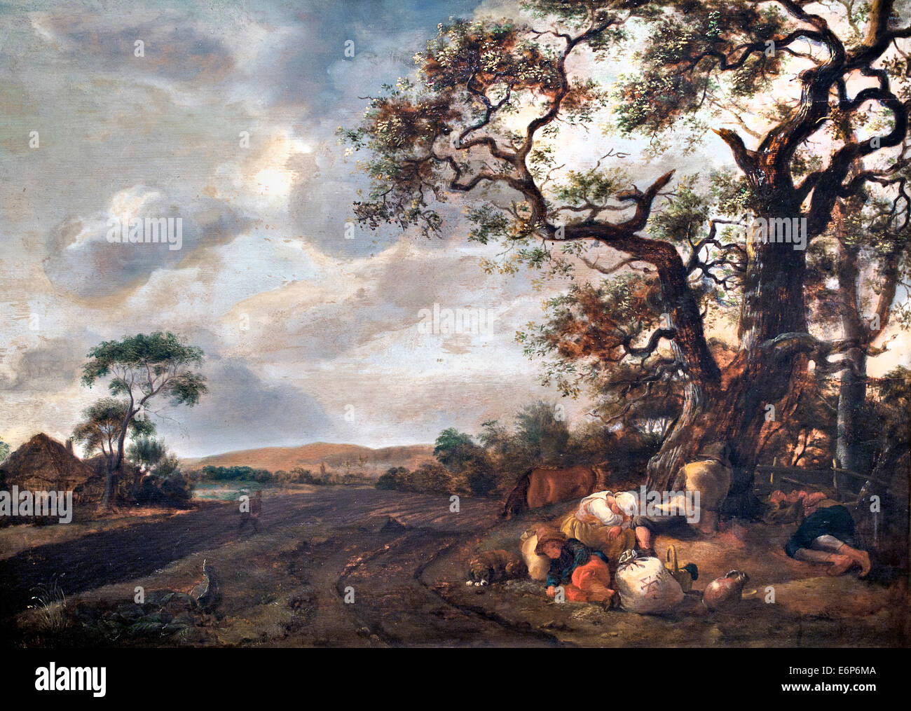 Paysage avec figures bohèmes par Ludolf Bakhuizen Repos - 1630 - 1708 , l'allemand, le néerlandais, les Pays-Bas peintre, dessinateur, un calligraphe, il a été le premier peintre de sujets maritimes. Banque D'Images