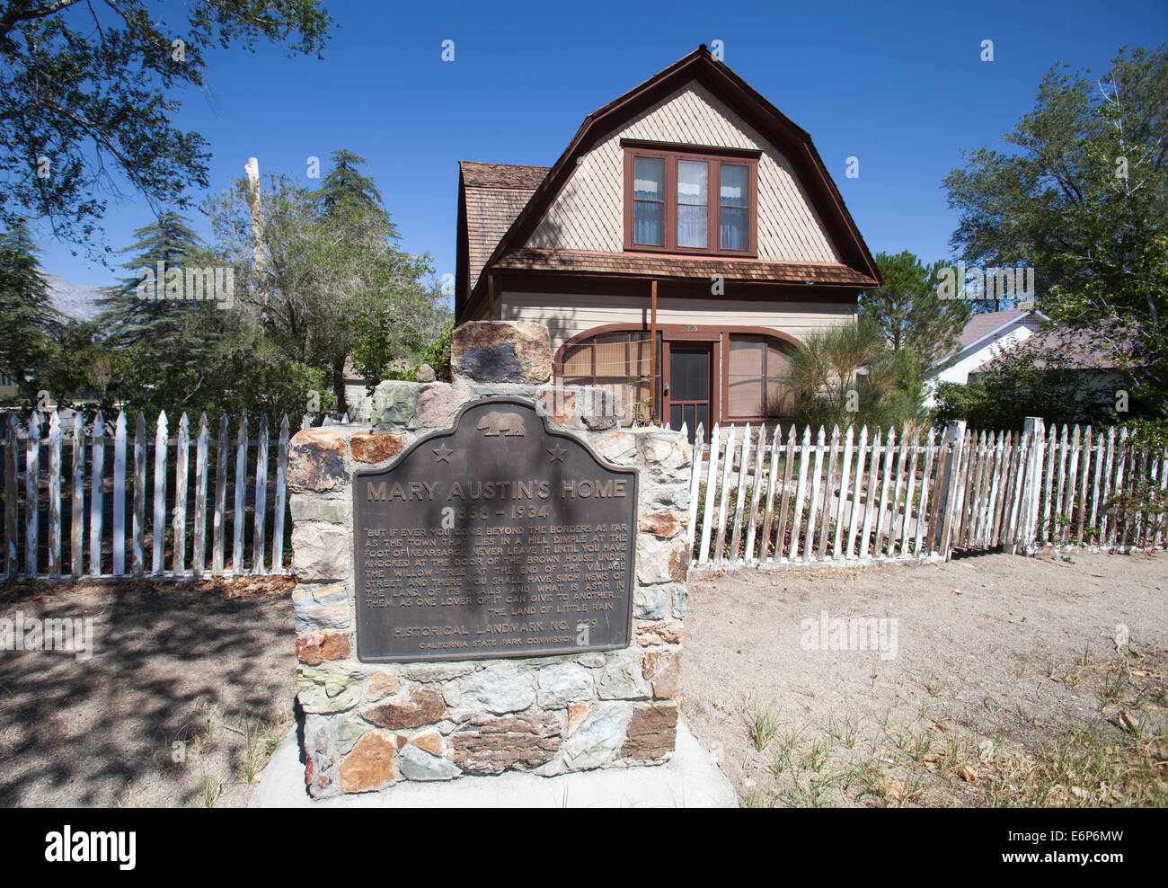 La maison de l'écrivain américain Mary Hunter Austin en indépendance, en Californie. Banque D'Images
