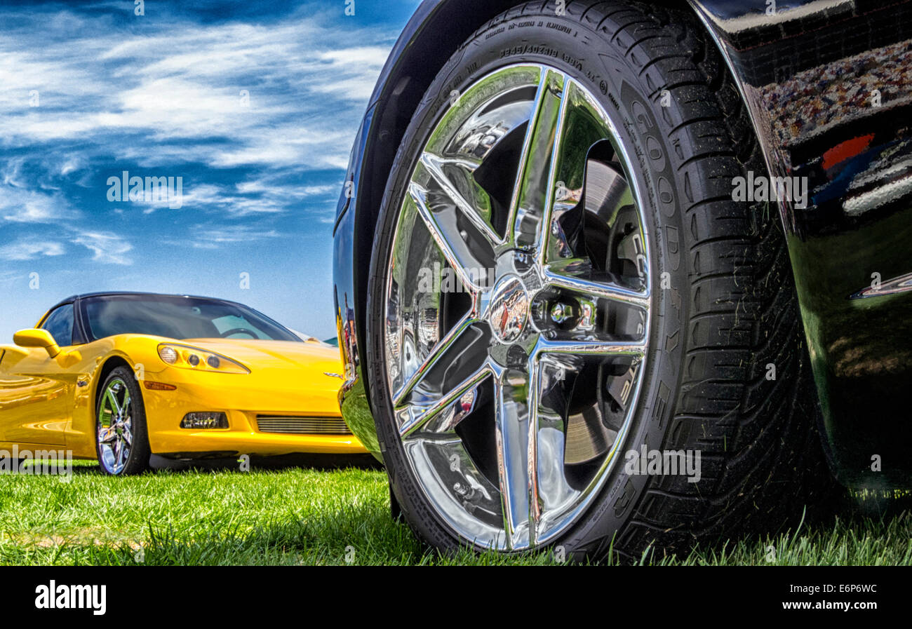Un éditorial de l'image de style Corvette C-6 sur le livre vert du Charlotte Motor Speedway Banque D'Images