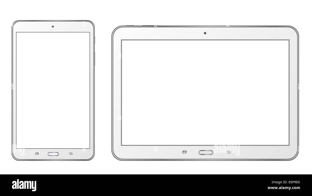 Tablette avec écran blanc Banque D'Images