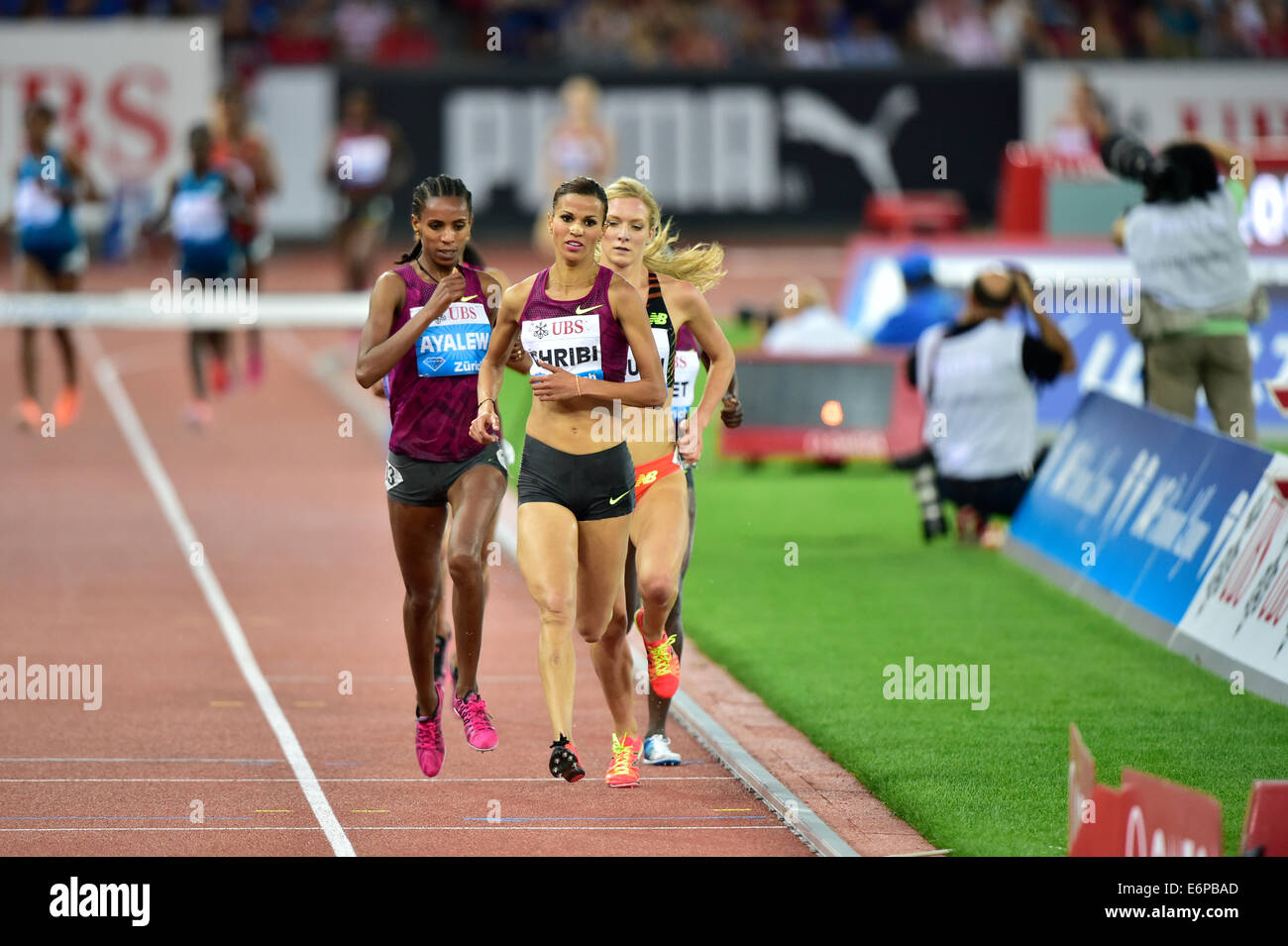 Zurich, Suisse. 28 août, 2014. Habiba Ghribi (TUN) remporte le 3000m steeple lors de la réunion d'athlétisme de l'IAAF Diamond League stade du Letzigrund de Zurich. Crédit : Erik Tham/Alamy Live News Banque D'Images