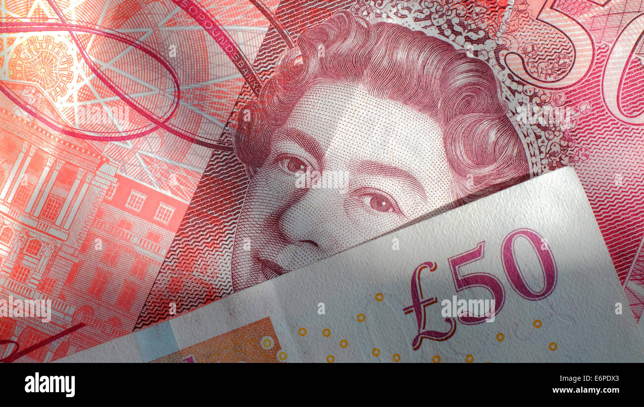 Cinquante britannique pound note Banque D'Images