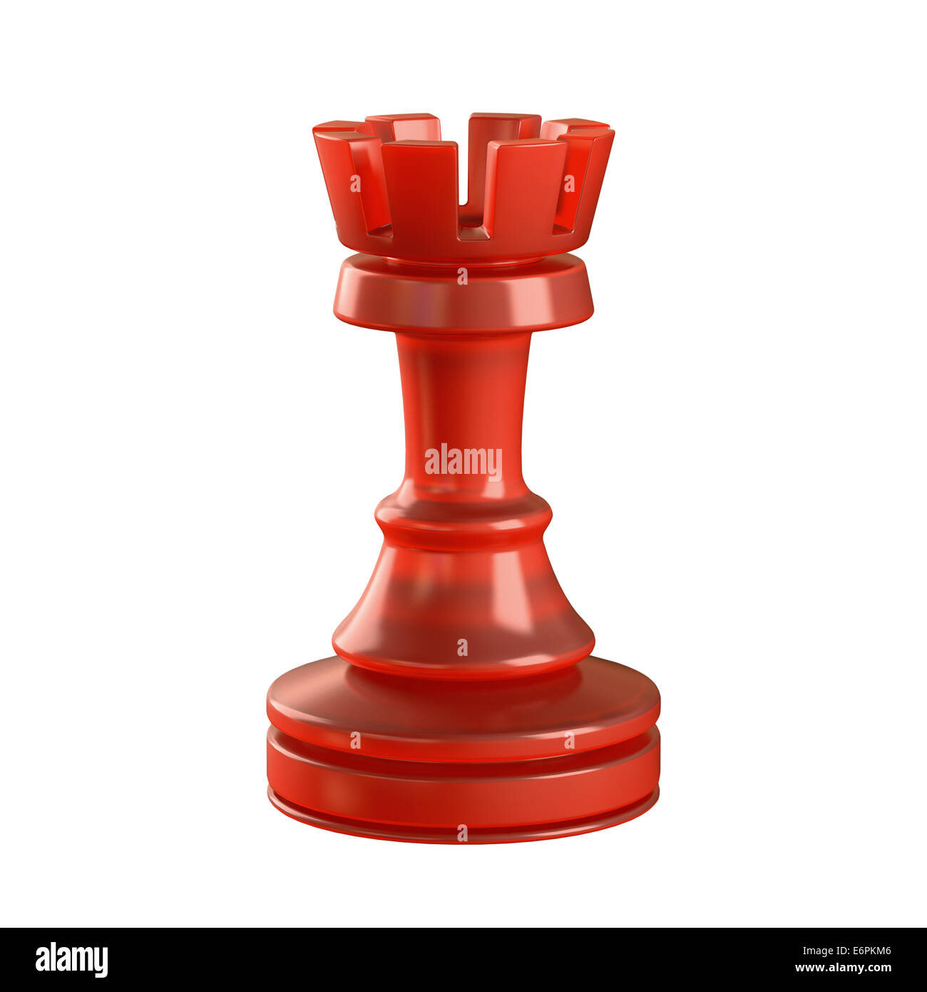 Pièce d'échecs en verre rouge isolé. Chemin de détourage inclus. Banque D'Images
