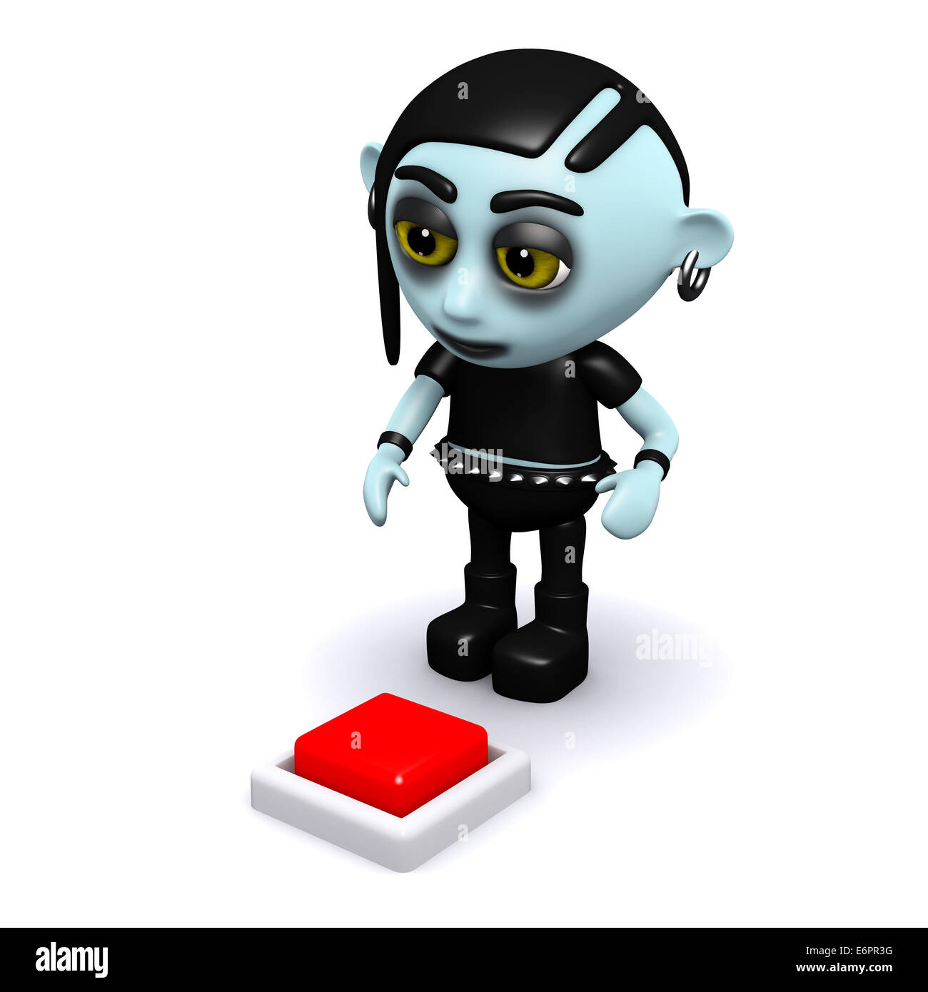 3D render of a punk goth à à un bouton rouge Banque D'Images