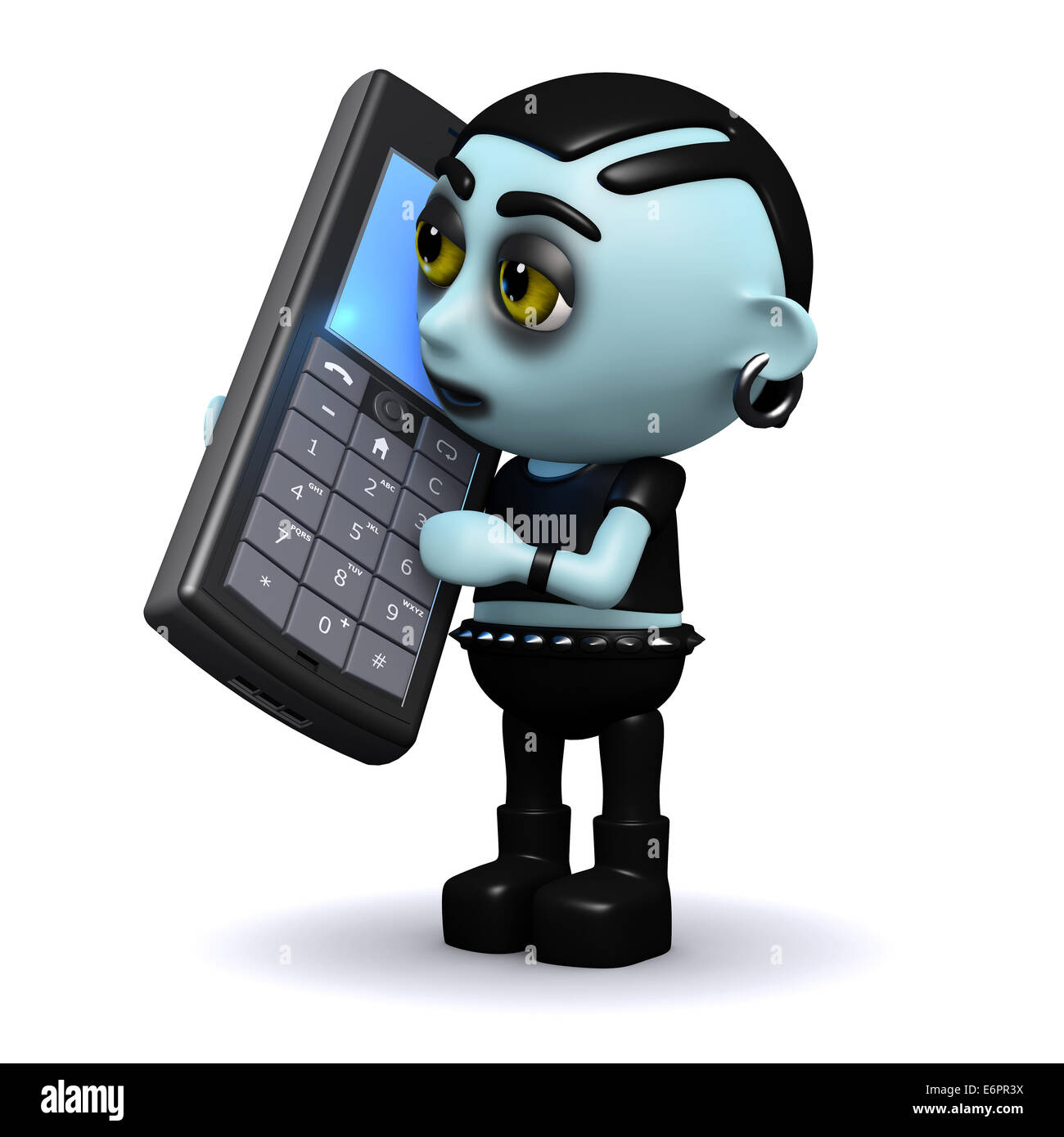 3D render of a punk goth l'utilisation d'un cellulaire Banque D'Images