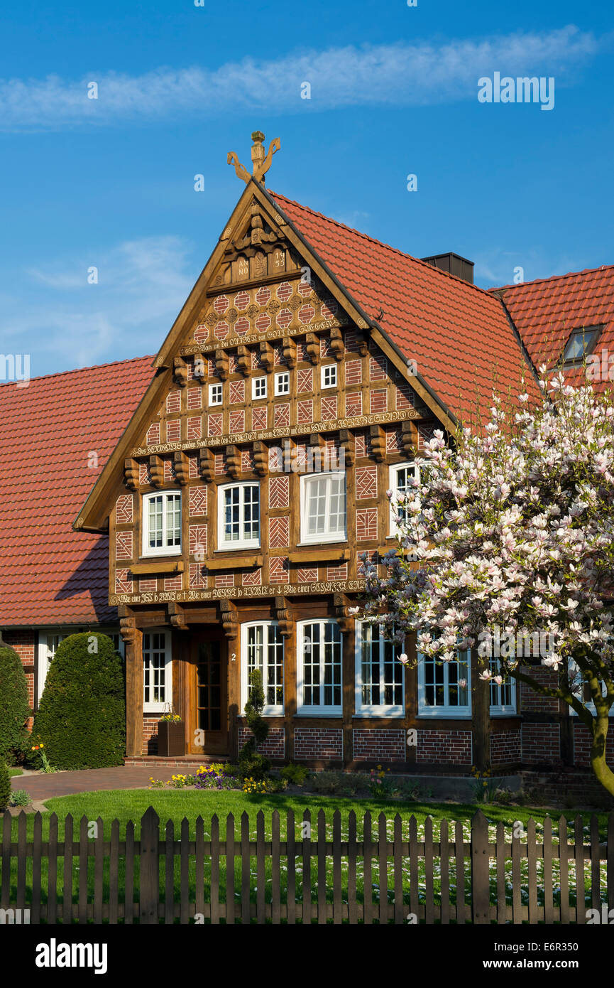 Maison à colombages, lohne-südlohne, lohne, district de Vechta, oldenburger münsterland, Basse-Saxe, Allemagne Banque D'Images