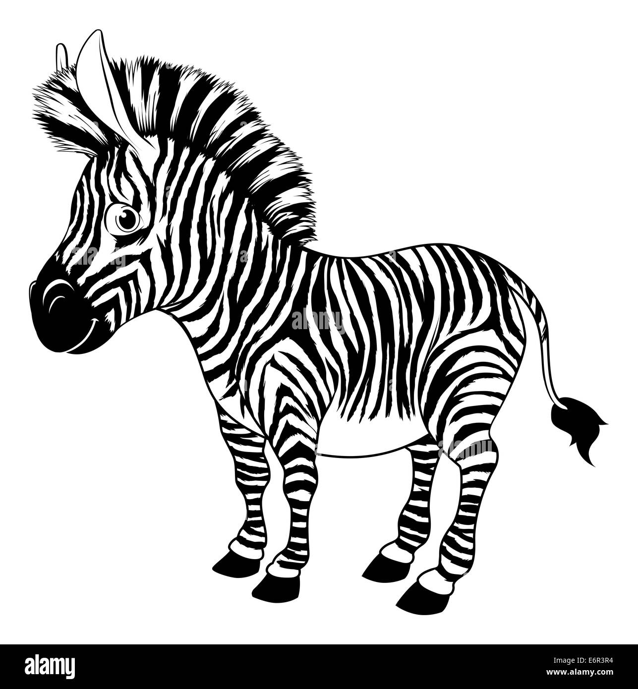 Une illustration d'un dessin animé en noir et blanc zebra Banque D'Images