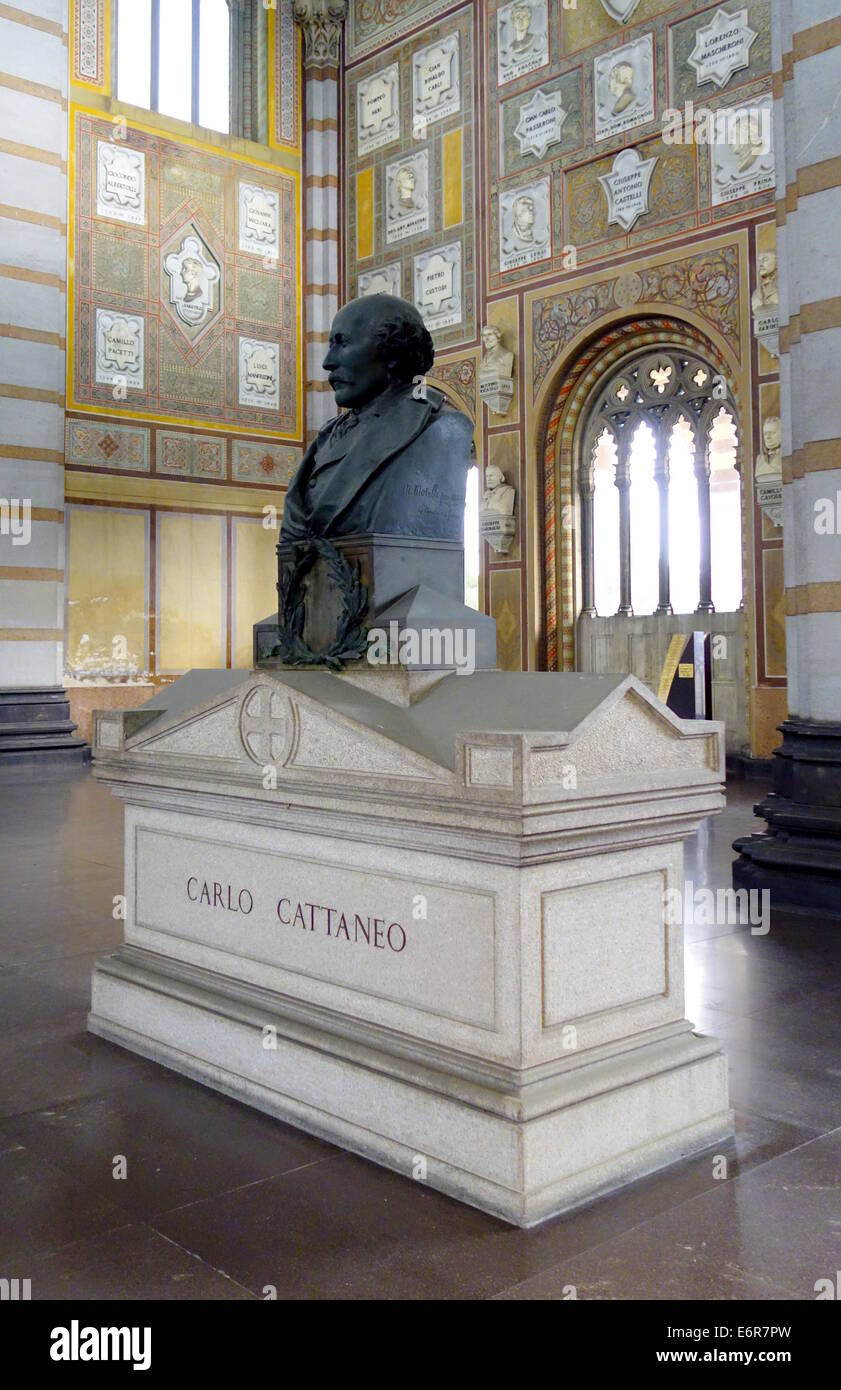 Carlo Cattaneo tombe au Cimitero monumentale de Milan, Italie Banque D'Images