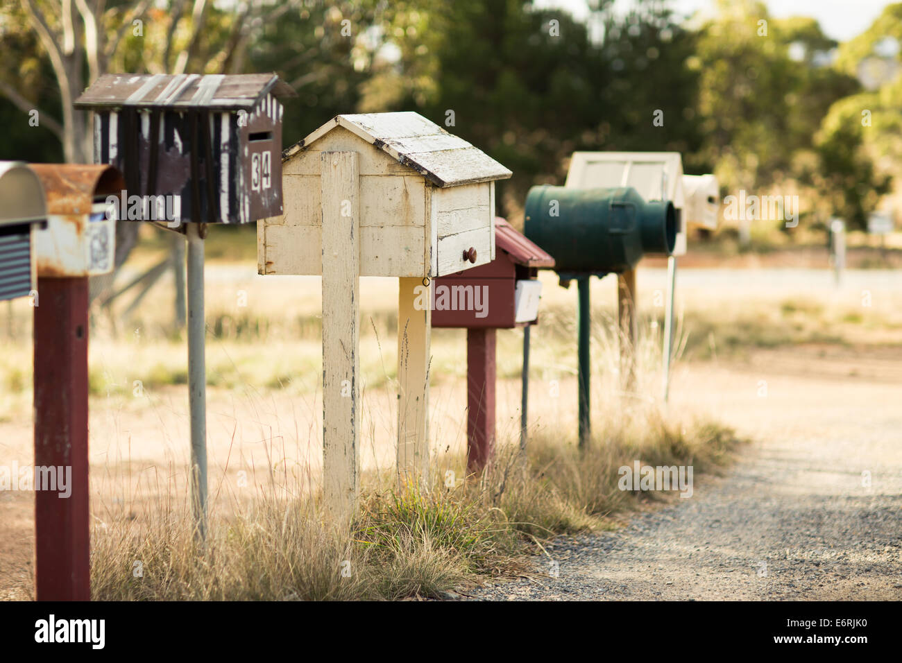 Une série de boîtes aux lettres dans la Nouvelle-Galles du Sud, Australie Banque D'Images
