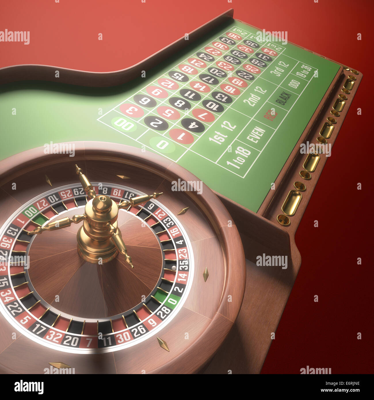 Jouer à la roulette au casino. L'effet de flou et éclat ajouté à l'image. Banque D'Images