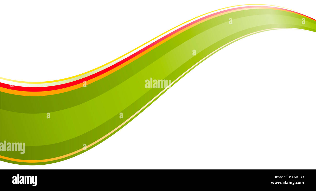 Vague dynamique - Vert vague dynamique comme arrière-plan ou de montrer l'énergie verte. Illustration sur fond blanc. Banque D'Images