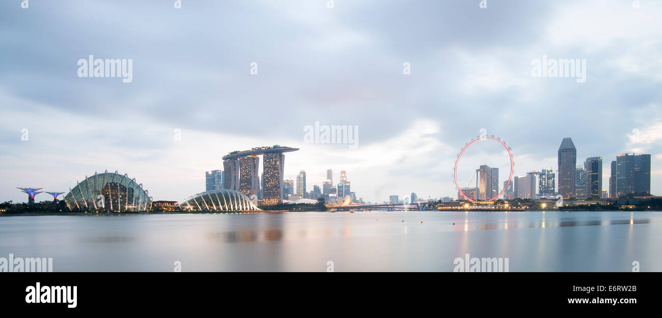 Vue panoramique de Singapour Marina Bay area Banque D'Images