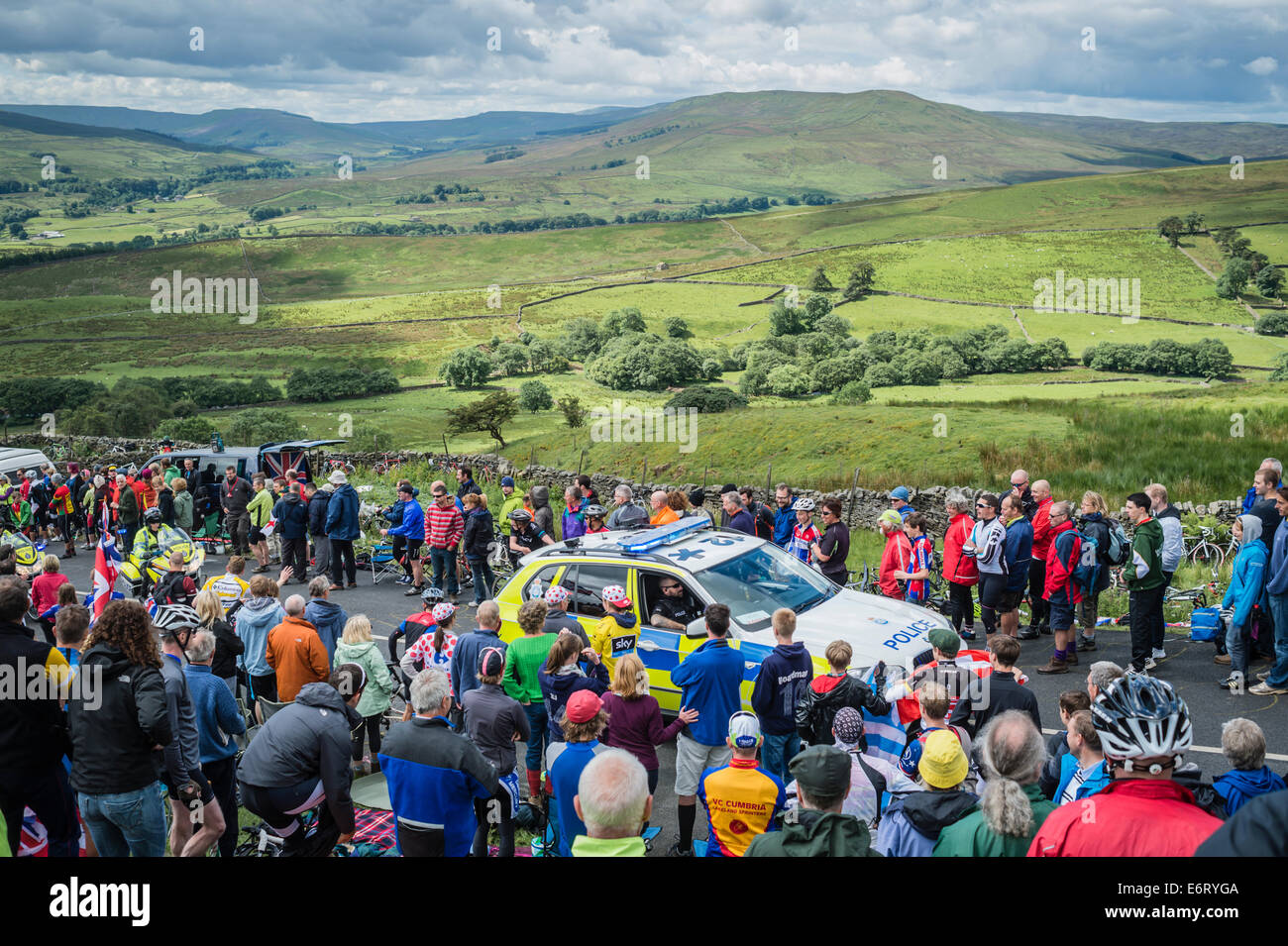 2014 Tour de France dans le Yorkshire sur le col des papillons Banque D'Images 2014 Tour de France dans le Yorkshire sur le col des papillons Banque D'Images