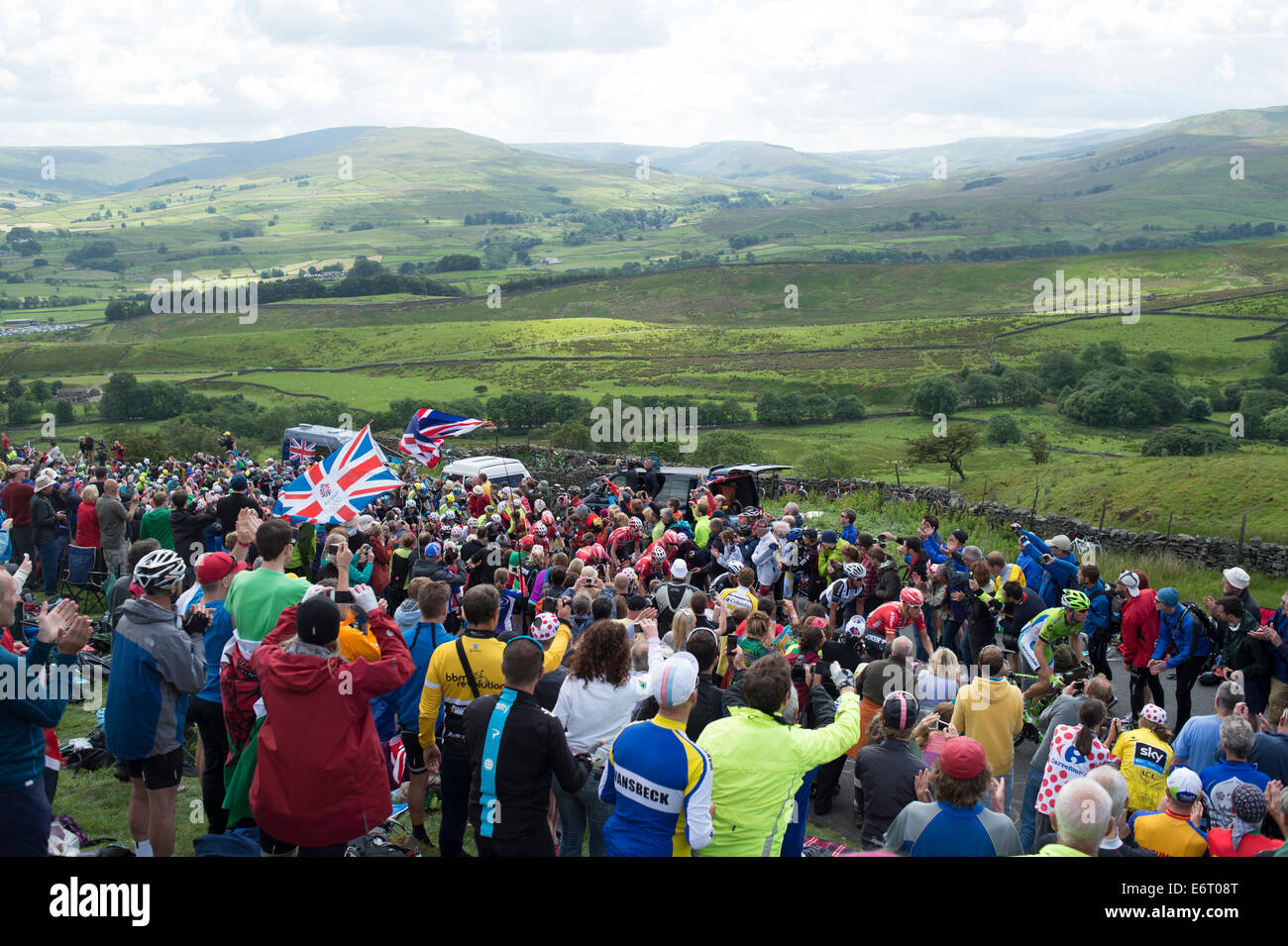 2014 Tour de France dans le Yorkshire sur le col des papillons Banque D'Images 2014 Tour de France dans le Yorkshire sur le col des papillons Banque D'Images