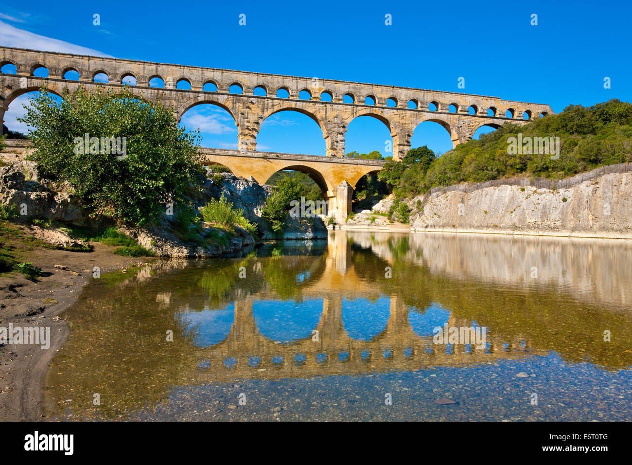 Pont du Gard, France Site du patrimoine mondial de l'UNESCO Banque D'Images