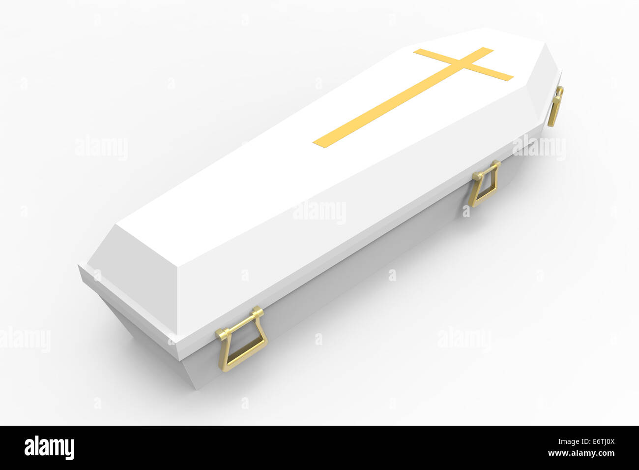 Cercueil blanc, avec ombres, 3D render Banque D'Images