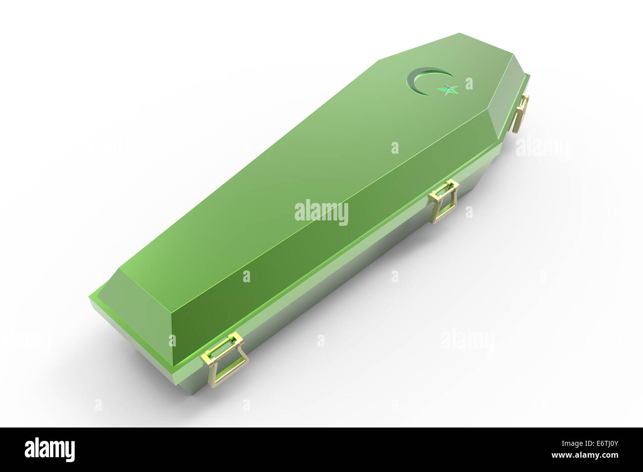 Green Coffin, isolé sur blanc, 3D render Banque D'Images