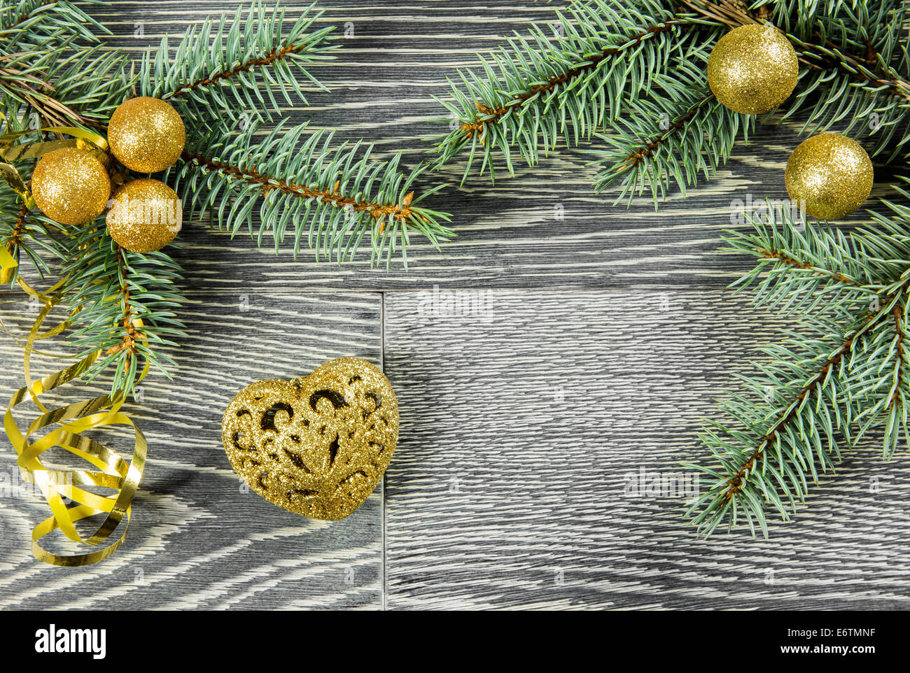 Décoration de Noël contre fond de bois Banque D'Images