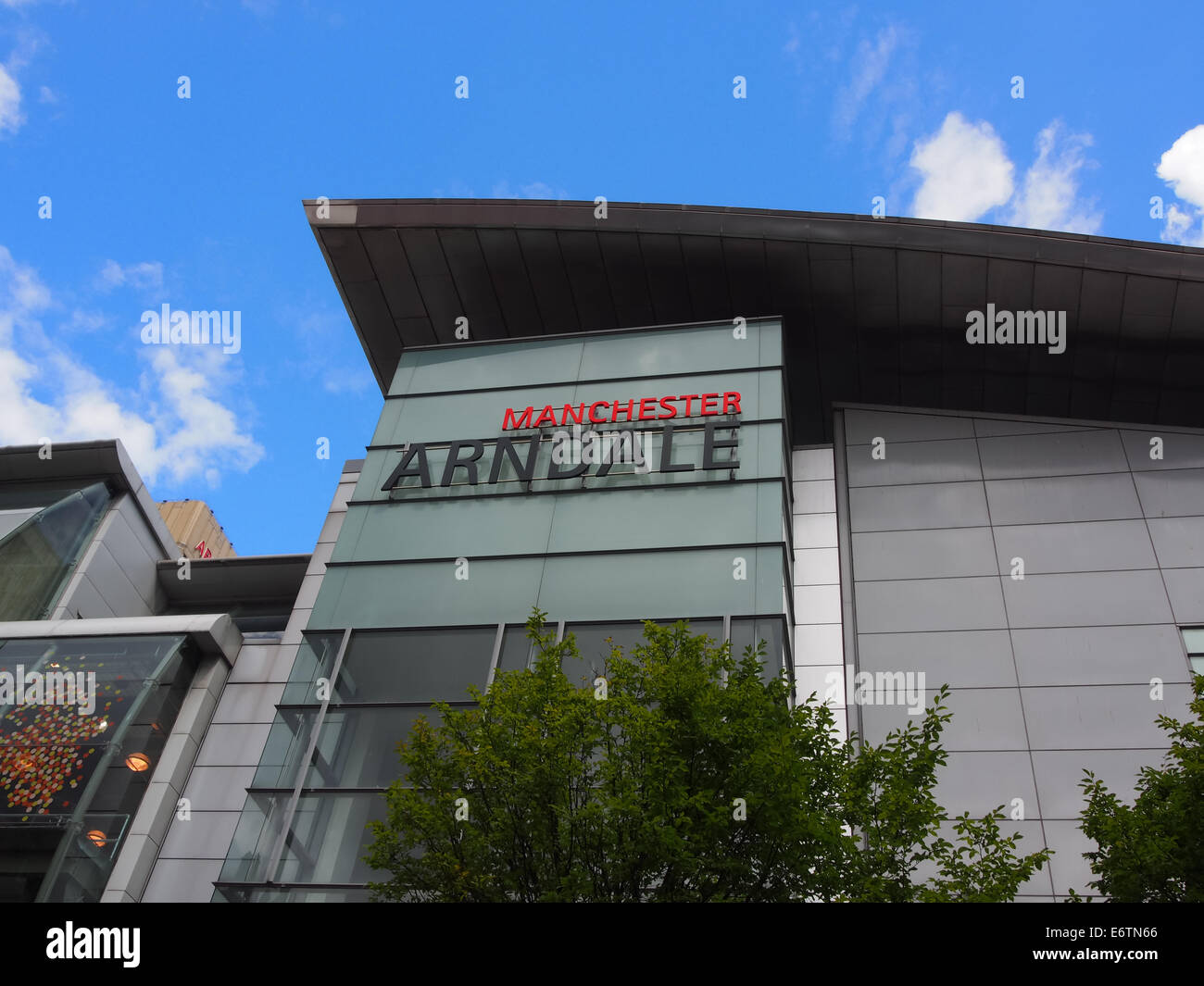 Le panneau à l'entrée de Manchester Arndale Shopping Centre, Angleterre Banque D'Images