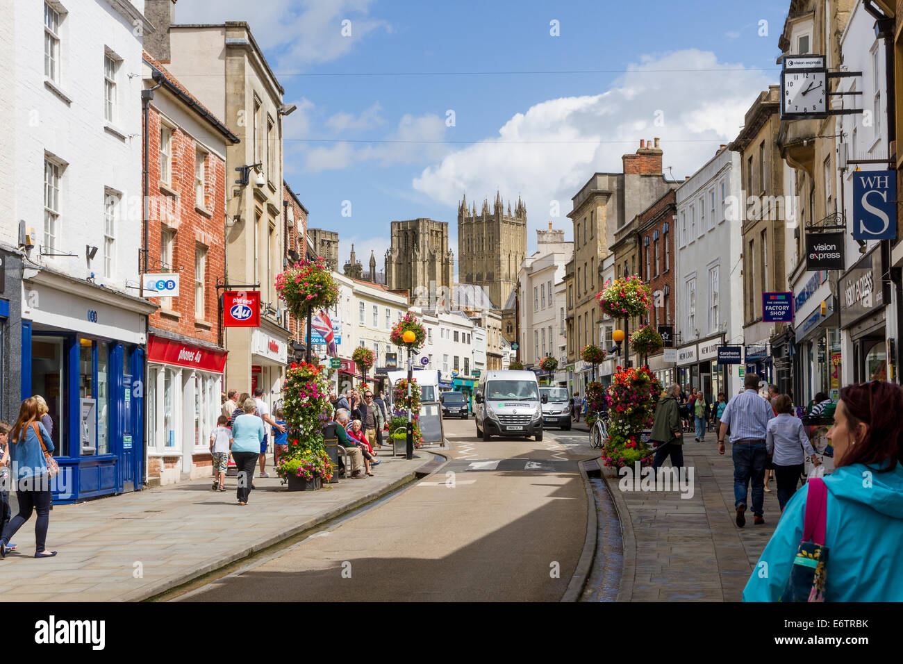 Le centre-ville de Wells, Somerset Banque D'Images