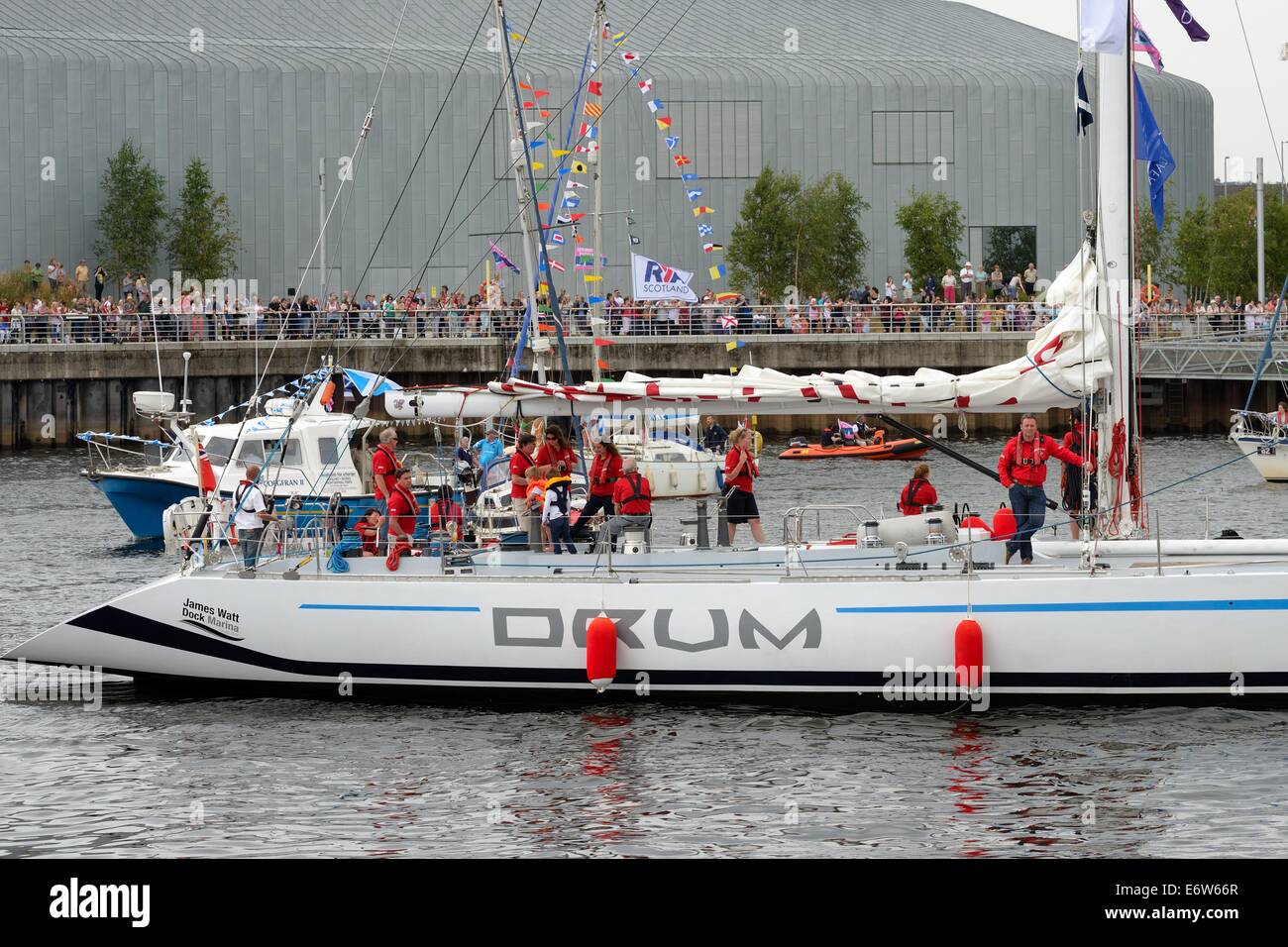 La 'Drum' bateau de course aux Jeux du Commonwealth à Glasgow flottille Banque D'Images