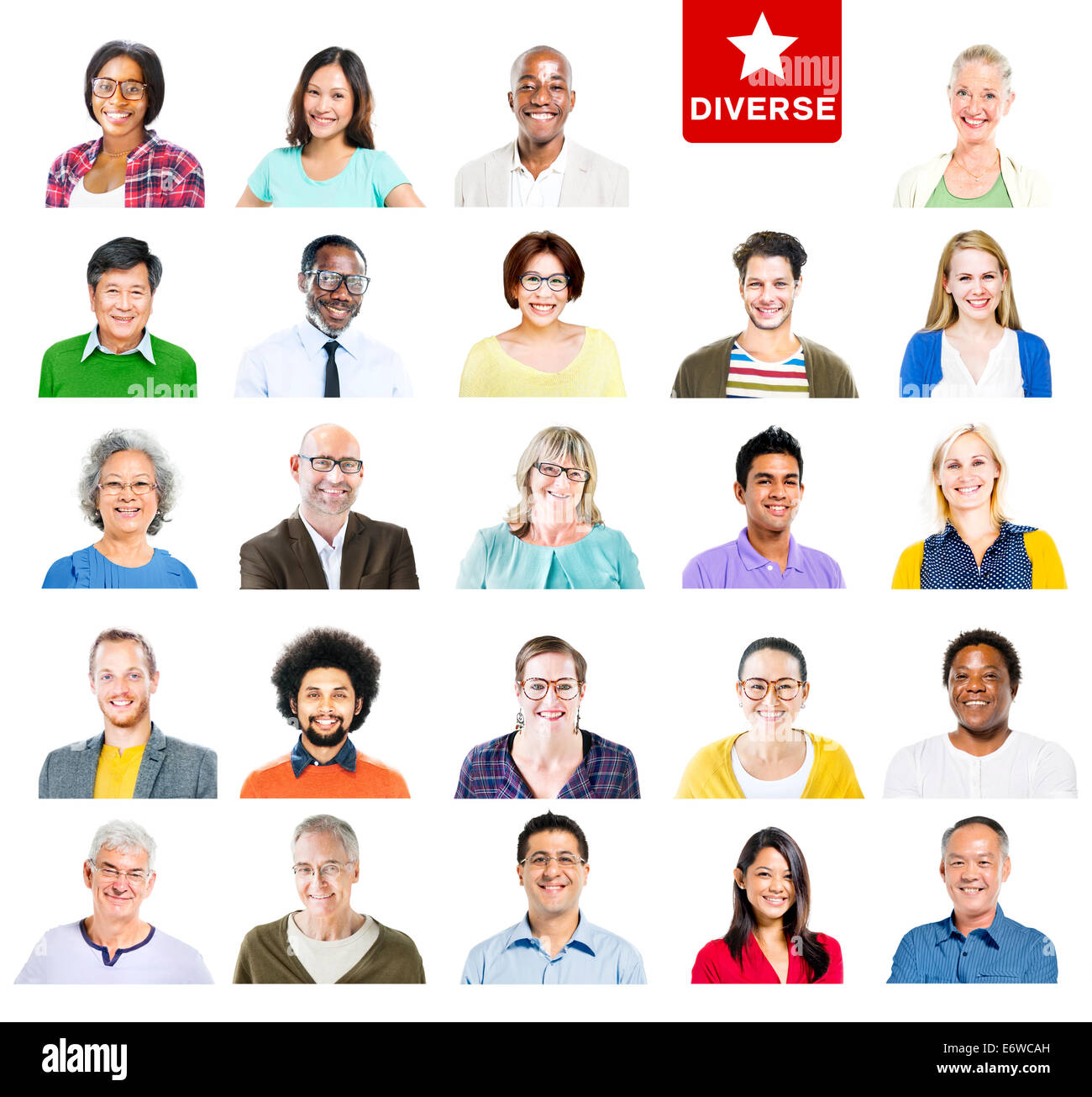 Portrait de personnes diverses colorées multiethniques Banque D'Images