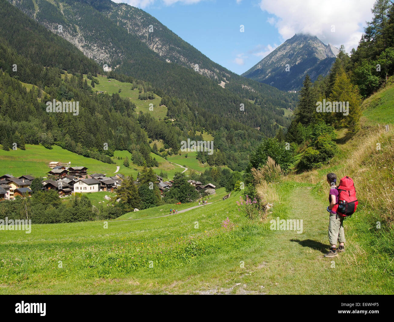 Tour du Mont Blanc près d'Issert, Val Ferret, Suisse Banque D'Images