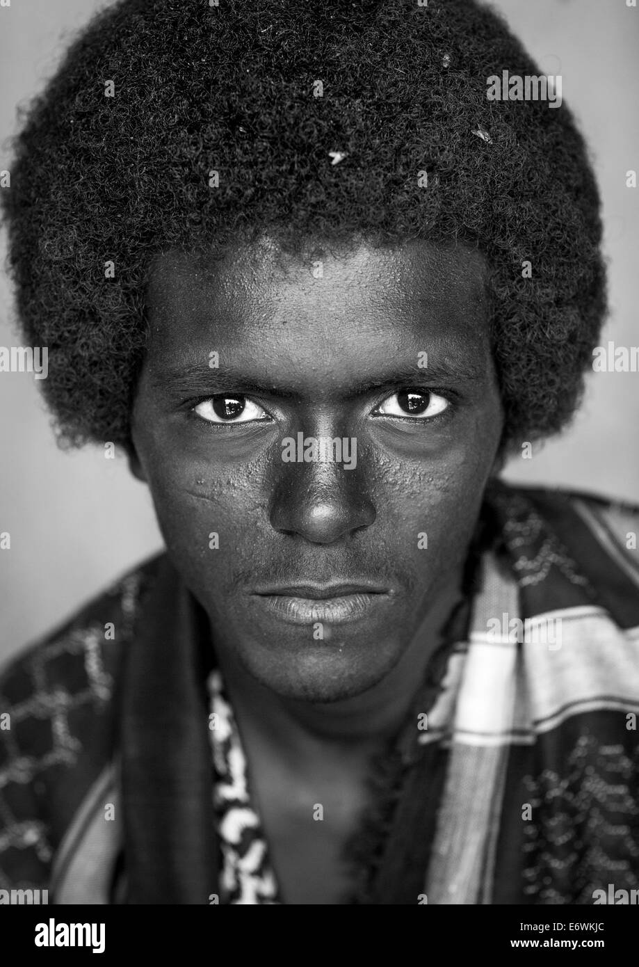 Afar Tribe Homme avec les cheveux afro, Assayta, Ethiopie Banque D'Images