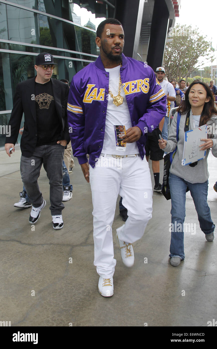 Lakers les arrivées au Staples Center. Comprend : Le Jeu Où : DTLA, California, United States Quand : 09 Mars 2014 Banque D'Images