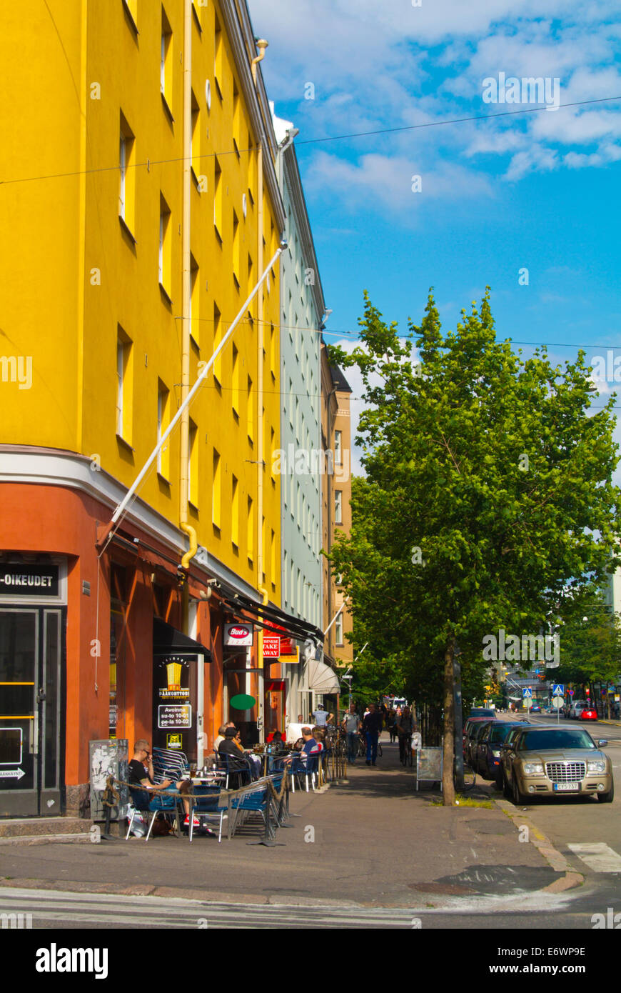 Helsinginkatu street, Kallio district, Helsinki, Finlande, Europe Banque D'Images