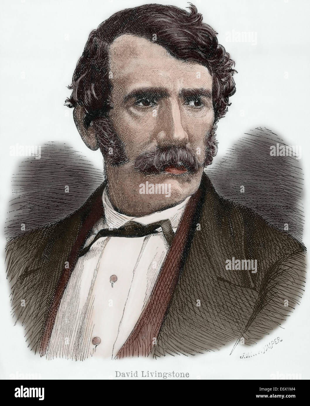 David Livingstone (1813-1873). L'explorateur écossais. La gravure. De couleur. Banque D'Images
