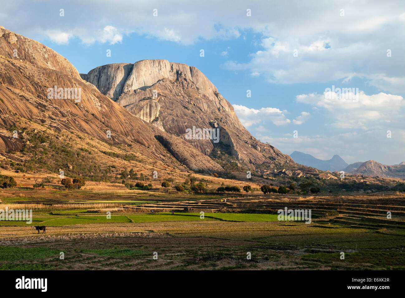 Trois Sœurs-montagnes près de Ambavalao, région de Fianarantsoa, highlands, Madagascar, Afrique Banque D'Images