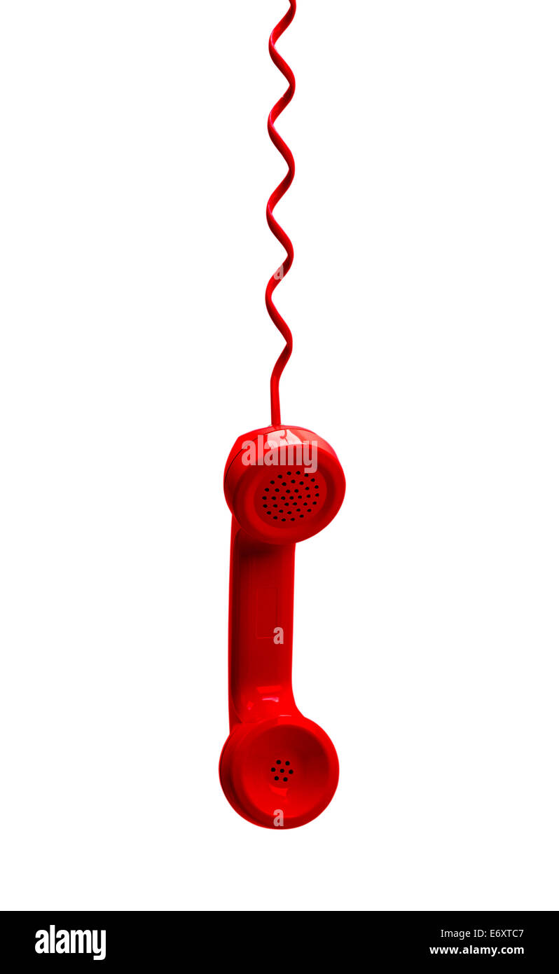La pendaison Téléphone rouge isolé sur fond blanc. Banque D'Images