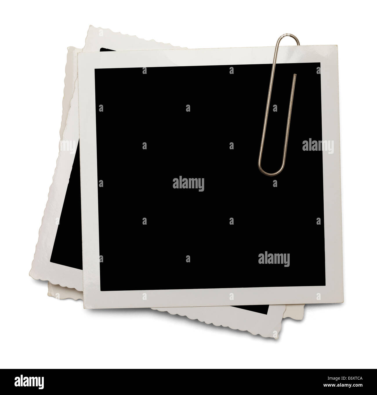 Vieille photo avec copie Espace et Trombone isolé sur fond blanc. Banque D'Images