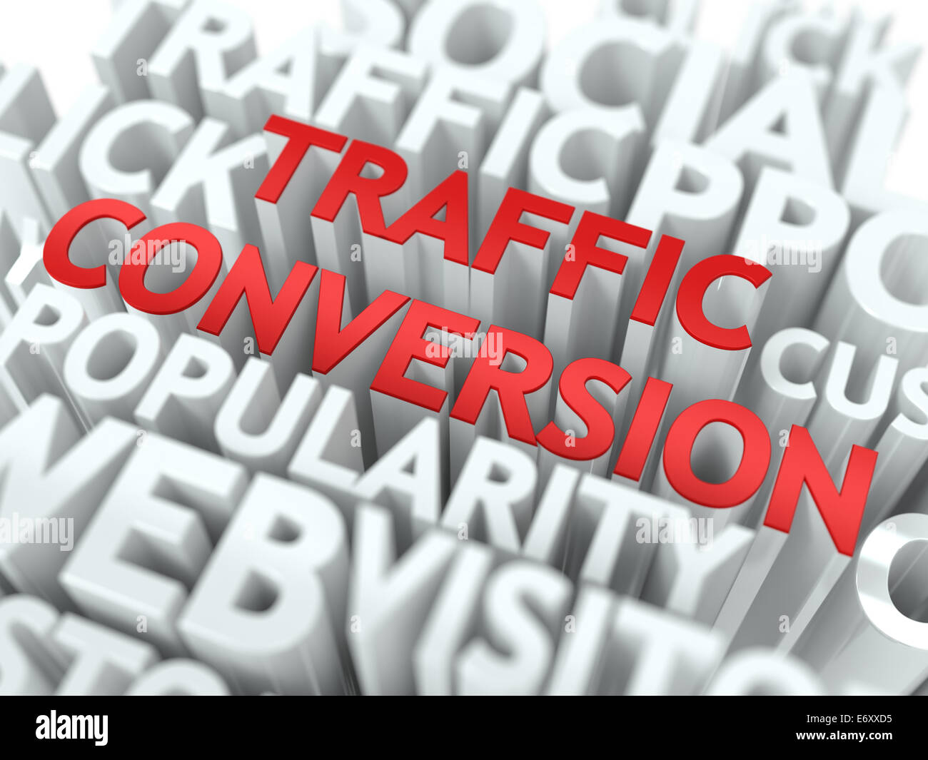 La conversion du trafic - Rouge Wordcloud Concept. Banque D'Images