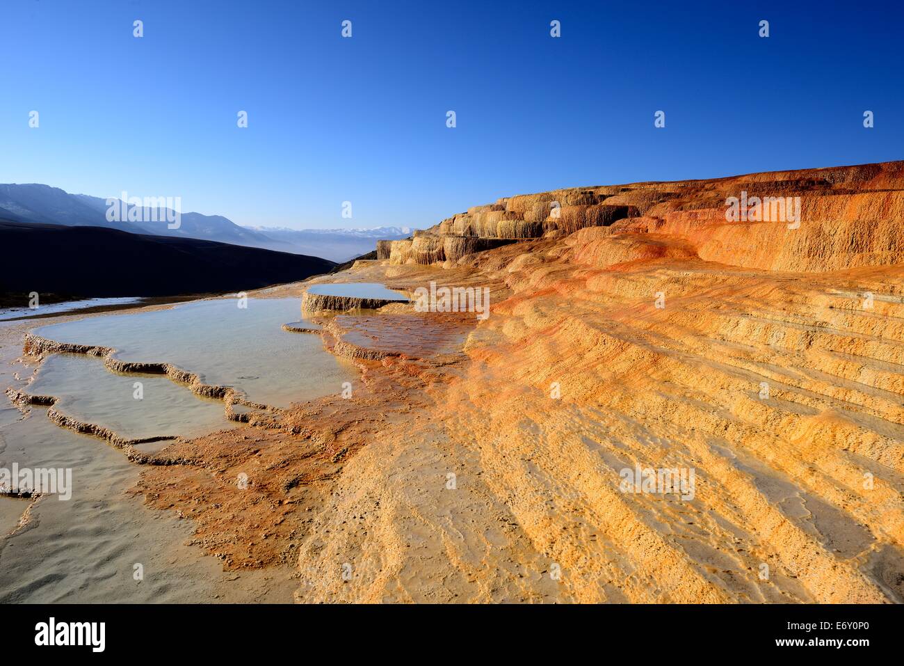 L'Iran, du Mazandaran, Sources Chaudes en terrasses sur une journée ensoleillée en Badab-e Surt Hot Springs en province de Mazandaran Banque D'Images